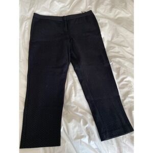 Amanda + Chelsea Dress Pants Black Micro Dot Stretch Trousers-Size 16